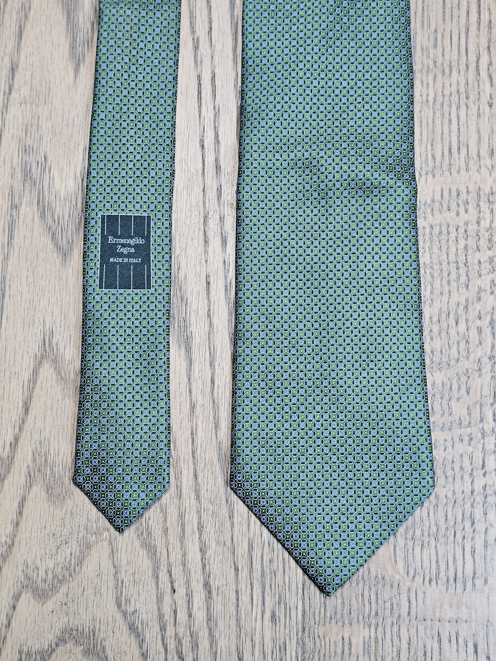 Ermenegildo Zegna Green Micro-Pattern Silk Tie Men's 100% Silk